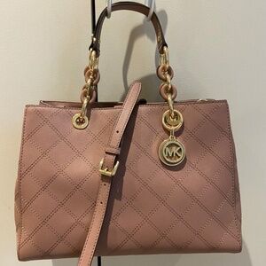 Michael Kors Pink Cynthia Quilted Leather Satchel